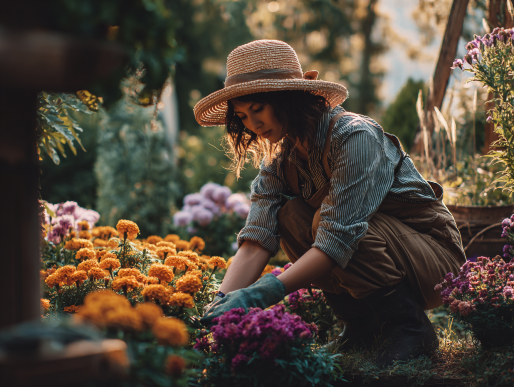 Gardener preparing the best perennials to plant in fall for a spring garden.