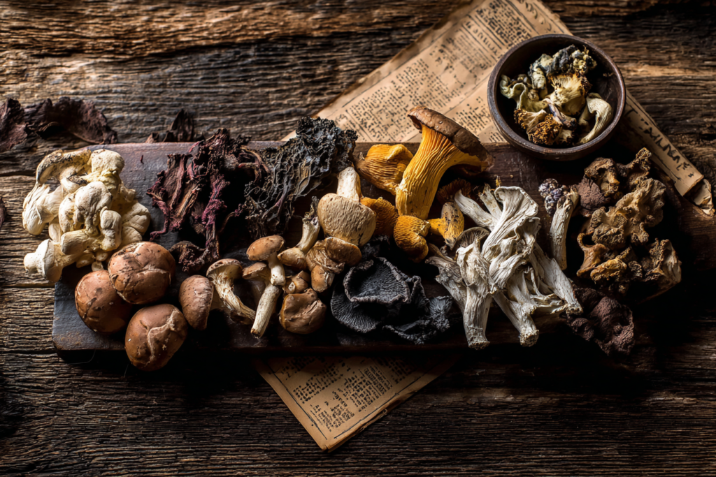 Fresh green beans being dipped into a pot of boiling water for blanching before drying.